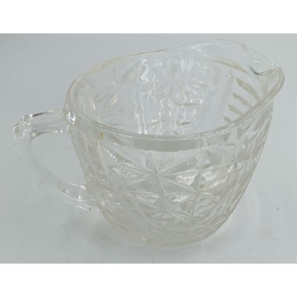 Anchor Hocking Stars And Bars Small Clear Creamer 5 Ounce Pitcher Handle 3" Diam - Picture 2 of 6